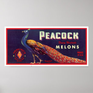Peacock Melons Label Poster ポスター