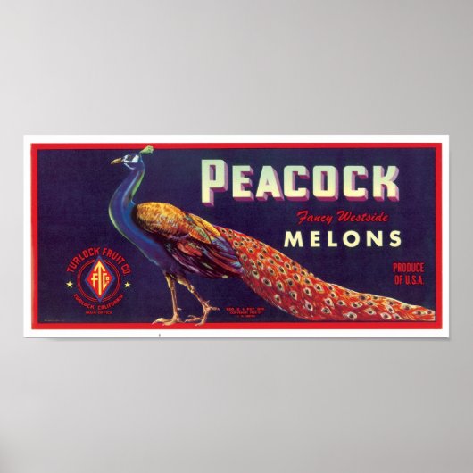 Peacock Melons Label Poster ポスター (正面)