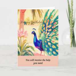 peacock message happy birthday カード