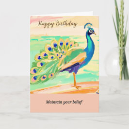 peacock message happy birthday カード