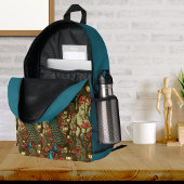 Peacock n Lanterns Persian Teal Plum Initials プリントバックパック