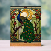 Peacock Nouveau Acrylic Stained Glass Wall Art アクリルサイン (ニュートラル)