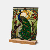 Peacock Nouveau Acrylic Stained Glass Wall Art アクリルサイン (傾斜)