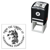 Peacock on Plant Butterfly Bird Library図書名 セルフインキングスタンプ (インサイチュ)