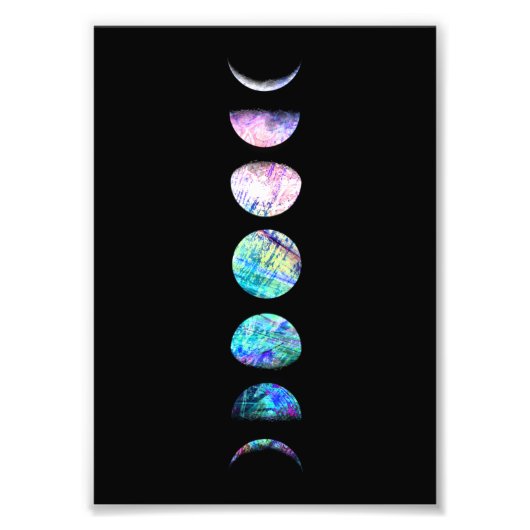 Peacock Opal Moon Phases Art Print フォトプリント (正面)