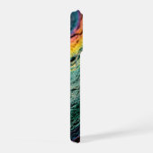 Peacock Ore Vibe Iridescent Teal Green Gold Oil iPhoneケース (右側面)