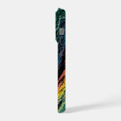 Peacock Ore Vibe Iridescent Teal Green Gold Oil iPhoneケース (左側面)