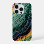 Peacock Ore Vibe Iridescent Teal Green Gold Oil iPhoneケース (裏面)