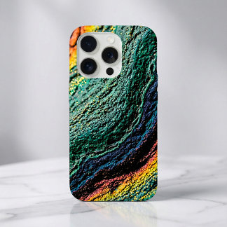 Peacock Ore Vibe Iridescent Teal Green Gold Oil iPhone 15 Proケース