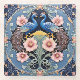 Peacock Pair Coaster ガラスコースター