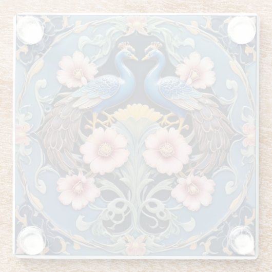 Peacock Pair Coaster ガラスコースター (裏面)