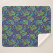 Peacock Paisley Pattern Blue シェルパブランケット (正面(横))