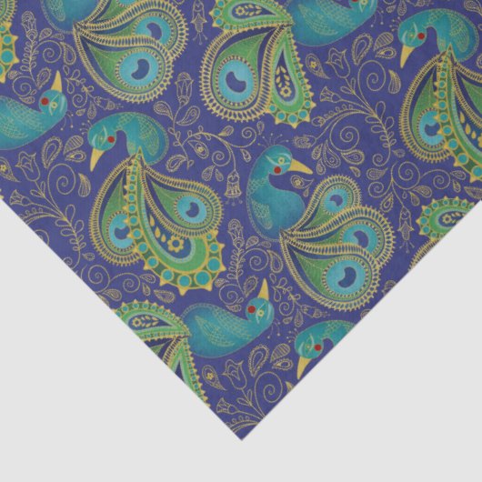 Peacock Paisley Pattern Blue 薄葉紙 (詳細)