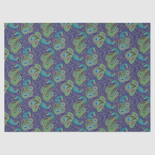Peacock Paisley Pattern Blue 薄葉紙 (正面)