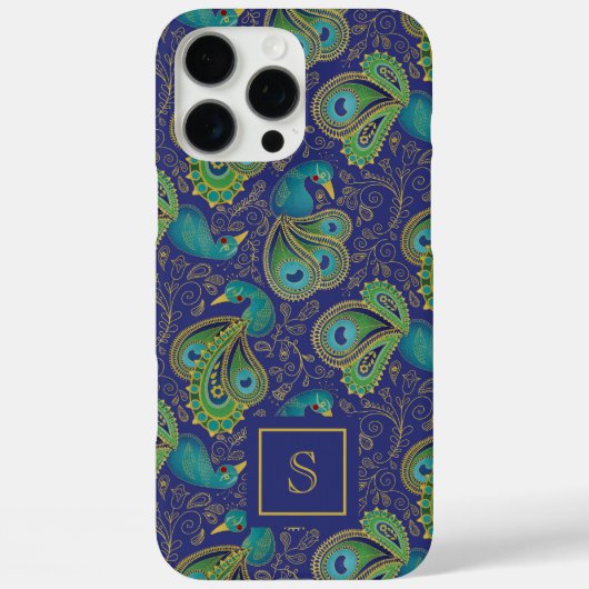 Peacock Paisley Royal Blue Monogram Case-Mate iPhoneケース (裏面)