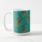 Peacock Paisley Royal Teal Monogram コーヒーマグカップ (左)