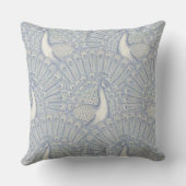 peacock pattern muted blue クッション (裏面)
