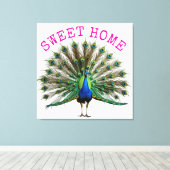 Peacock Premium Wrapped Canvas キャンバスプリント (インサイチュ (ウッドフロア))