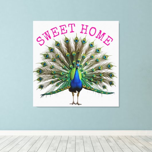 Peacock Premium Wrapped Canvas キャンバスプリント (インサイチュ (ウッドフロア))