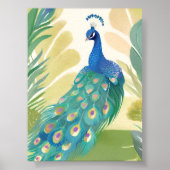 Peacock Princess | Watercolor Animal Nature ポスター (正面)