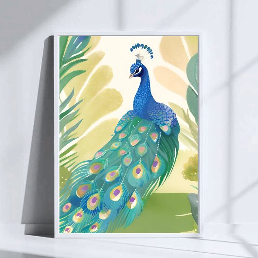 Peacock Princess | Watercolor Animal Nature ポスター