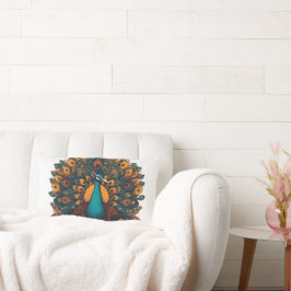 Peacock Printed Throw Pillow ランバークッション