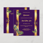 Peacock Quinceañera gold purple glam feathers シーズンカード (正面/裏面)