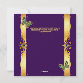 Peacock Quinceañera gold purple glam feathers シーズンカード (裏面)