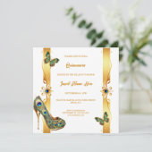 Peacock Quinceañera gold white glam feathers シーズンカード (スタンド正面)