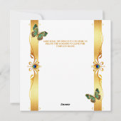 Peacock Quinceañera gold white glam feathers シーズンカード (裏面)