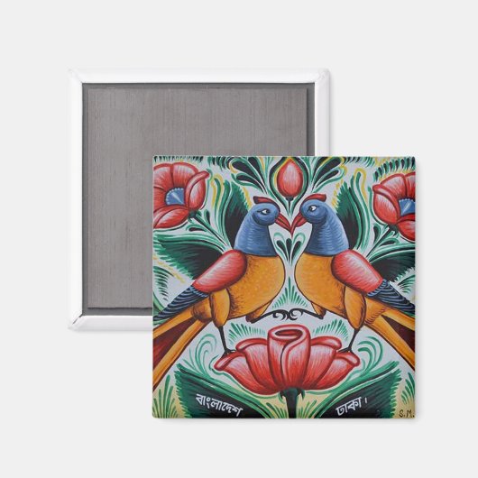 Peacock rickshaw art マグネット (正面/裏面)