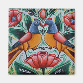 Peacock rickshaw art マグネット (正面)