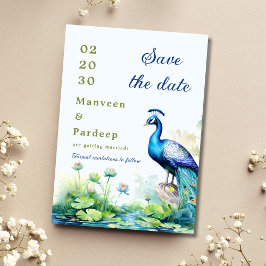 Peacock Save the DateテンプレートLotus save the Date 招待状