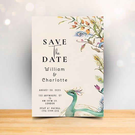 Peacock Save the Date, Wedding Invitation 招待状