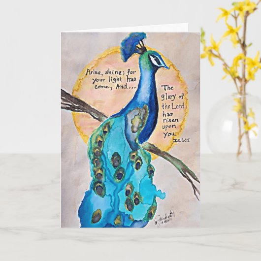 Peacock Shine Isaiah 60v1  カード (黄色い花)