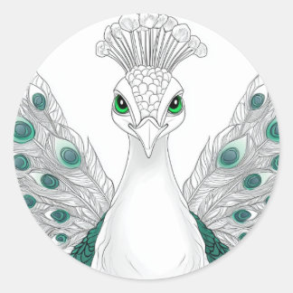 Peacock sticker. A noble and beautiful bird  ラウンドシール