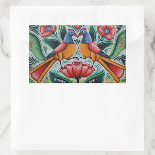 Peacock stickers 長方形シール (バッグ)