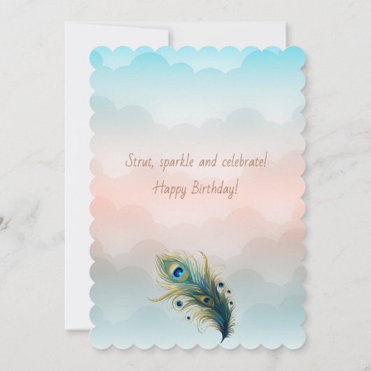 Peacock Strut Your Stuff Birthday カード (裏面)