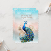 Peacock Strut Your Stuff Birthday カード (正面/裏面インサイチュ)