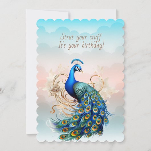 Peacock Strut Your Stuff Birthday カード (正面)