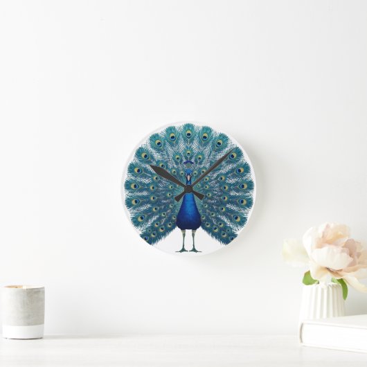 Peacock Wall Clock – Elegant Decorative Timepiece  ラウンド壁時計 (ホーム)