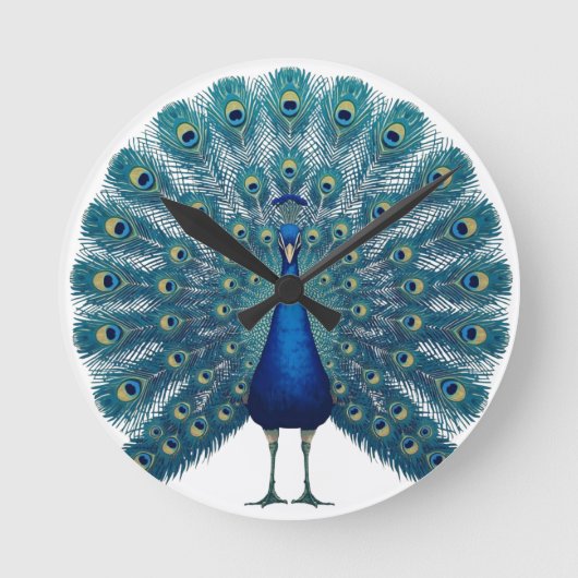 Peacock Wall Clock – Elegant Decorative Timepiece  ラウンド壁時計 (正面)