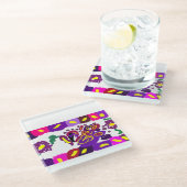 Peacock  warm     ガラスコースター (アングル)