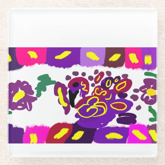 Peacock  warm     ガラスコースター (正面)