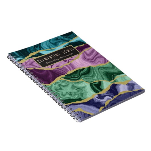 Peacock Watercolour Agate V2 Customisable Notebook ノートブック (右側)