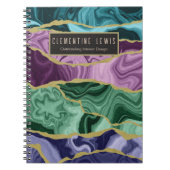 Peacock Watercolour Agate V2 Customisable Notebook ノートブック (正面)