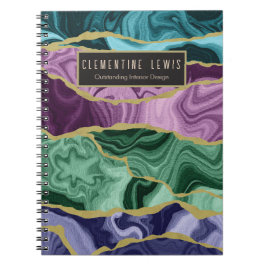 Peacock Watercolour Agate V2 Customisable Notebook ノートブック