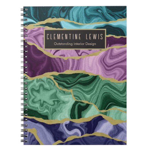 Peacock Watercolour Agate V2 Customisable Notebook ノートブック (正面)