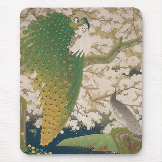 Peacocksおよび桜(1925年) マウスパッド (正面)