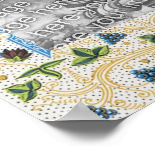 Peacocksフルーツフレームあなたの写真を追加 ポスター (角)